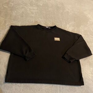 Puma Mens XXL Black Crewneck Sweatshirt Oversized Boxy Fit Cotton Blend Logo Tag
